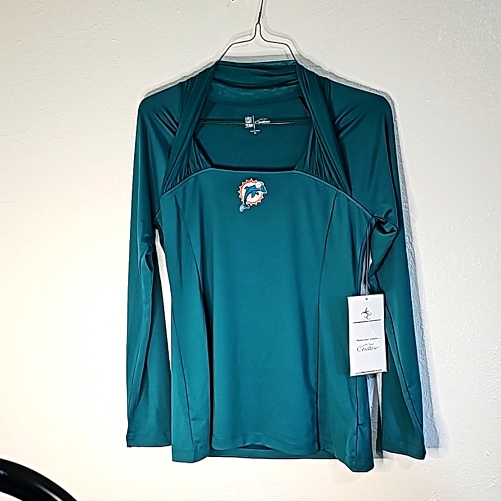 All Sport Couture Miami Dolphins Long Sleeve Top NWT Size XL